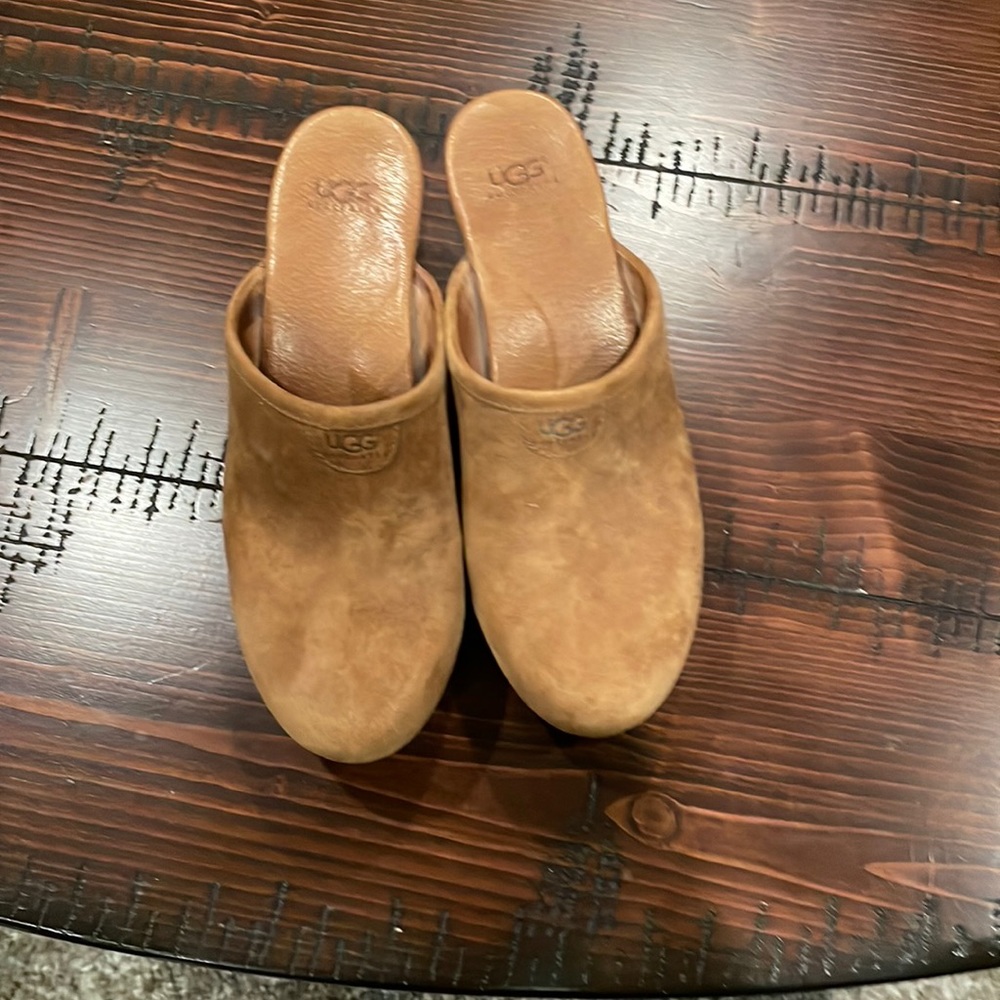 UGG Women's Brown Suede Clog Mules